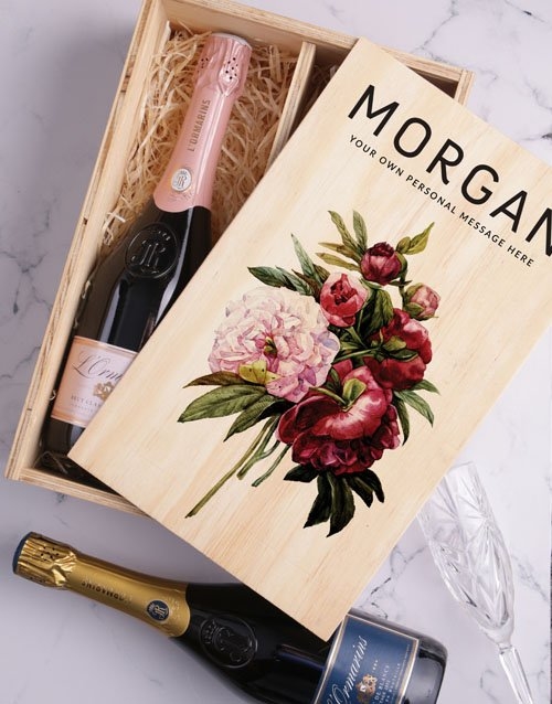 Personalised Rose Bubbly Printed Crate