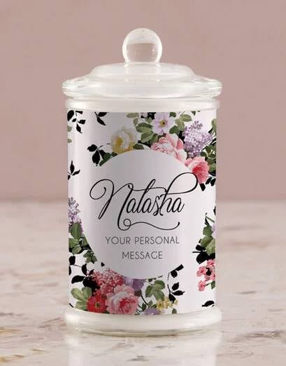 Personalised Vintage Rose Candle Jar (Vanilla)