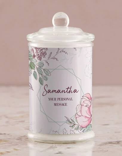 Personalised Floral Candle Jar (Vanilla)