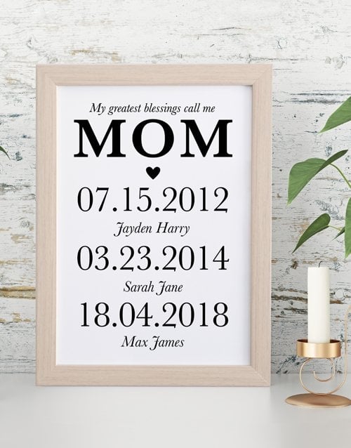 Personalised Mom Dates Framed Wall Art