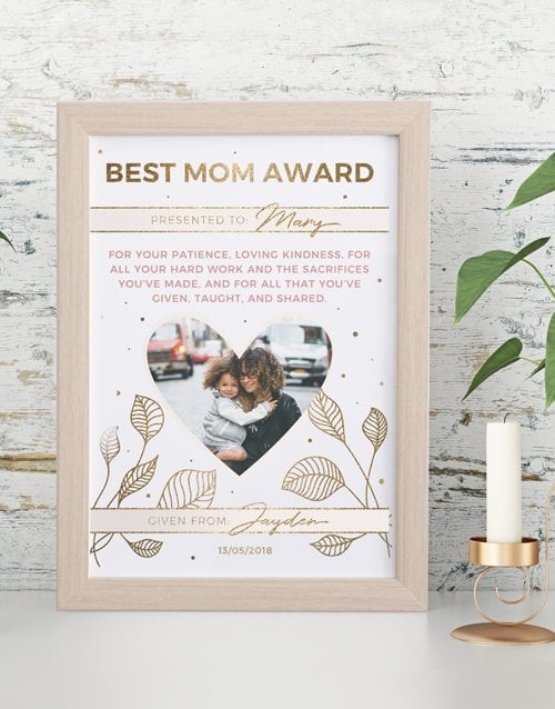 Personalised Best Mom Award Framed Wall Art
