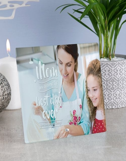 Personalised Mom Best Day Ever Glass Tile