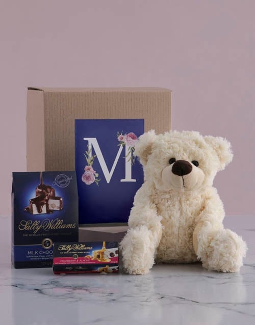 Personalised Teddy and Nougat Initialised Gift