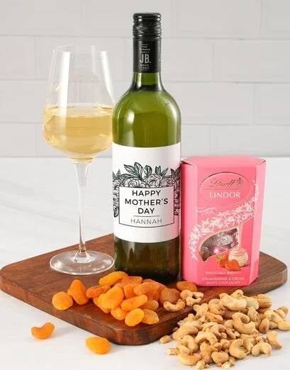 Personalised Mothers Day Fruits And Wine Hamper