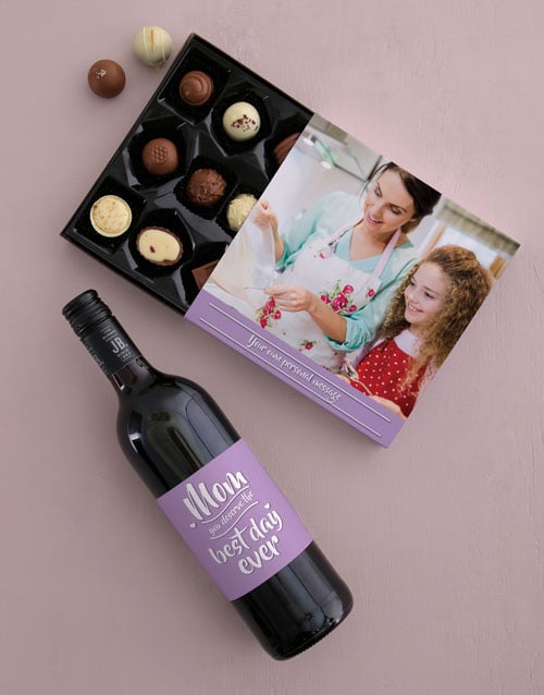 Personalised Best Day Ever Choc and Wine Combo