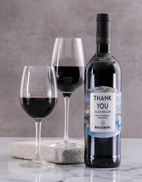 Personalised Marble Backsberg Wine (Merlot)