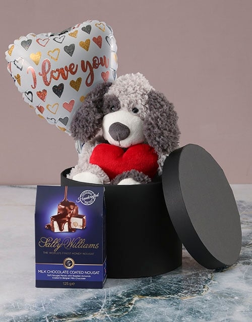 Puppy Love Chocolate Hatbox Hamper