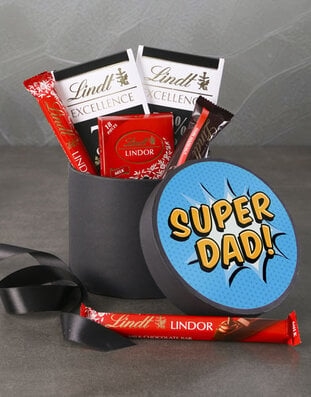 Lindt Hat Box With Super Dad Label (STANDARD)