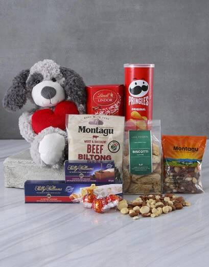 Dog Teddy And Snacks Hamper (STANDARD)