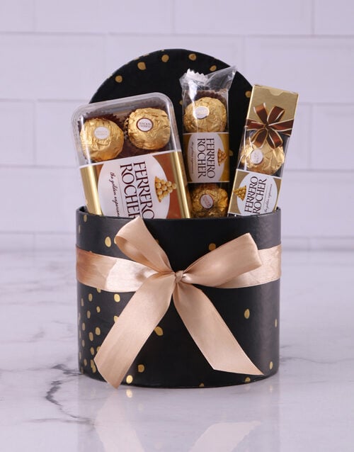 Deluxe Gold Dot Chocolate Hat Box (Standard)