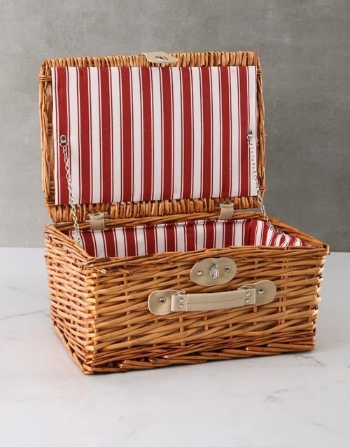 Maroon Stripy Picnic Basket (STANDARD)