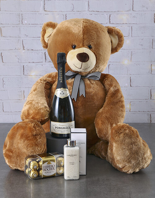 1M Large Plush Teddy And Bubbly Hamper