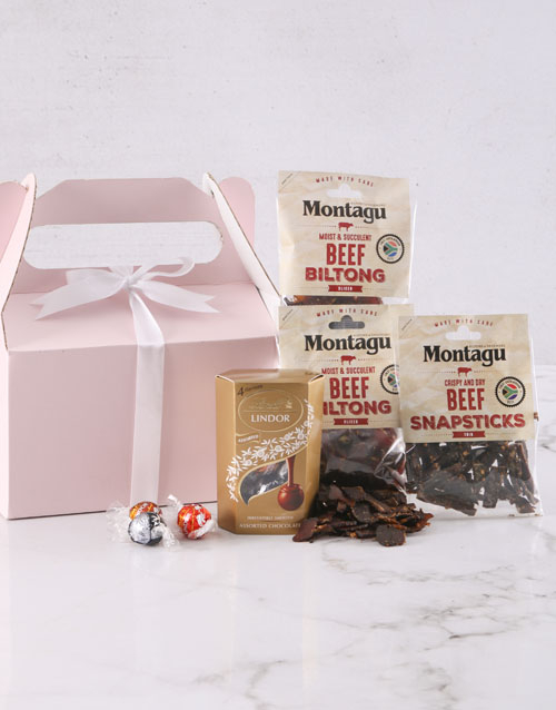 Pink And Gold Biltong Gift Party Box (STANDARD)