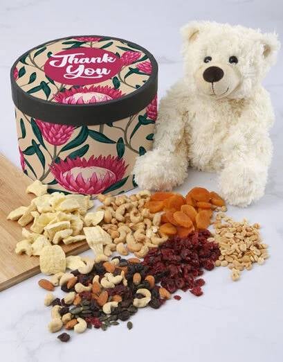Thank You Cream Teddy Hat Box