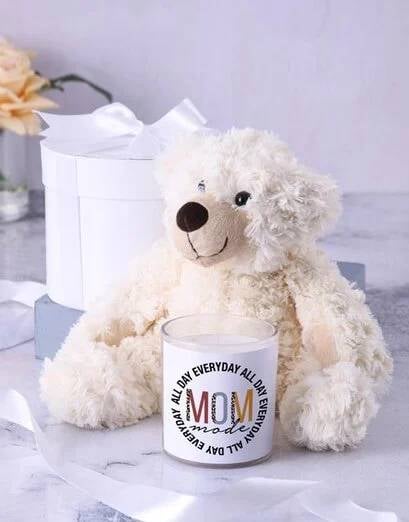 Teddy And Vanilla Glass Candle Hat Box