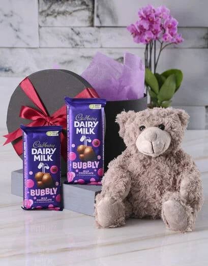 Teddy And Cadbury Chocolates In Gift Box (Medium)
