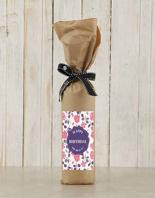 Birthday Roses Wine in Craft Paper