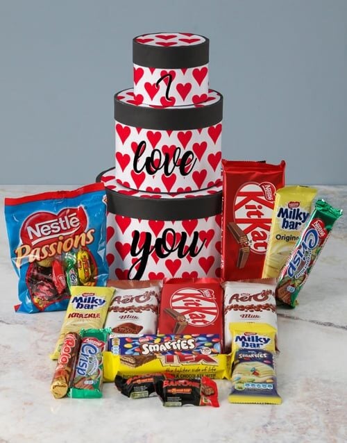 I Love You Wrap Around Chocolate Tower Box (Standard)