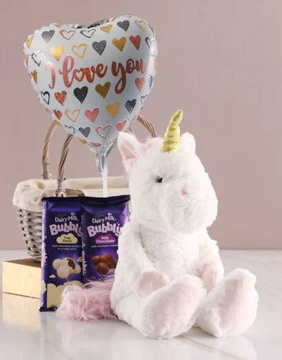 Unicorn Chocolate Basket With Balloon
