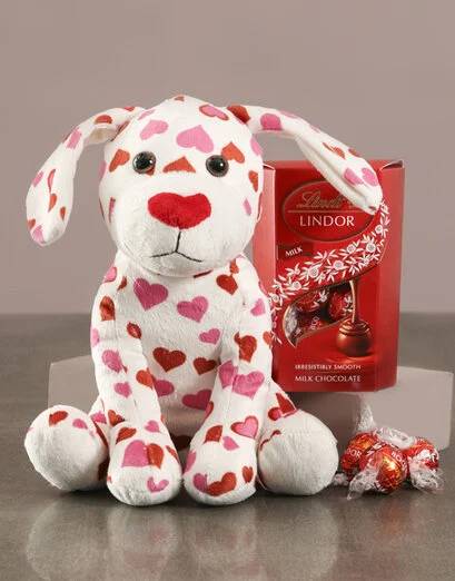 Puppy Love Teddy With Lindt Hamper (STANDARD)