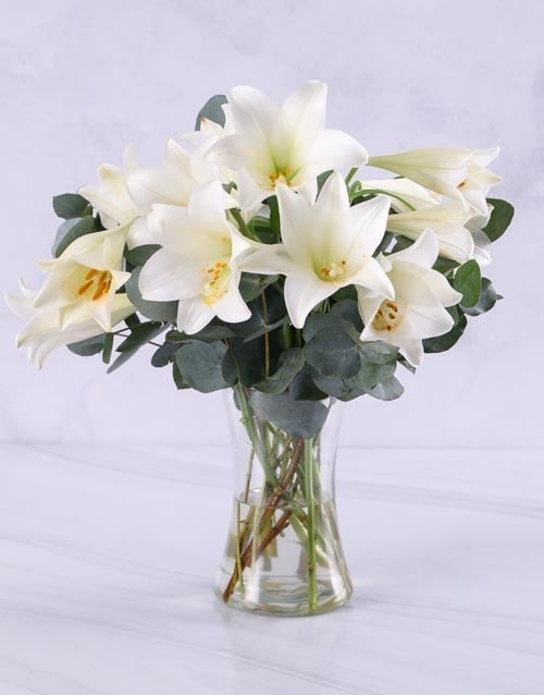 Lilies In A Glass Vase