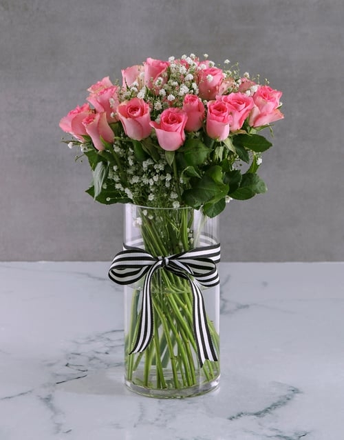 Passionate Pink Rose Vase