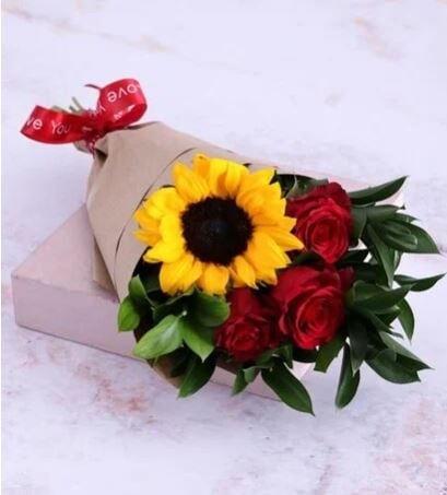 Sunflower In A Bed Of Roses
