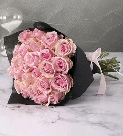 Elegant Pink Roses Clad In Black