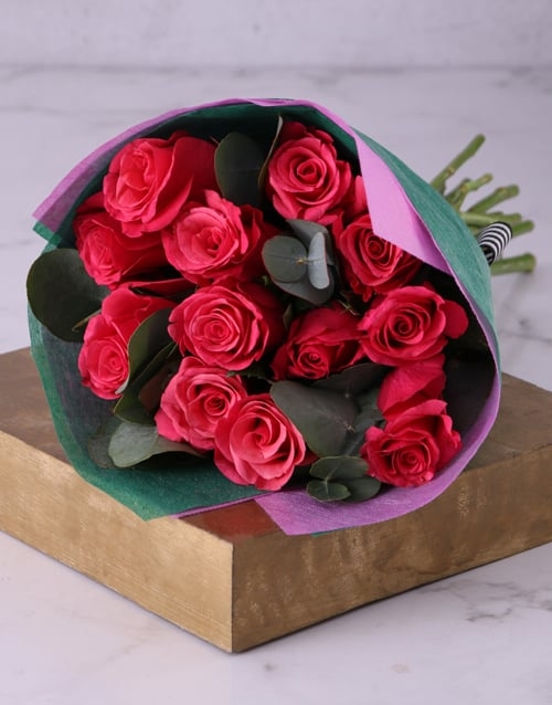A Bouquet Of Cheerful Cerise Roses