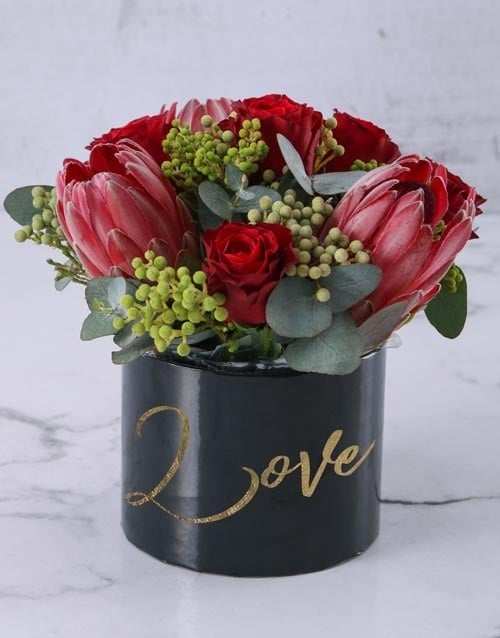 Protea Of Roses Arrangement