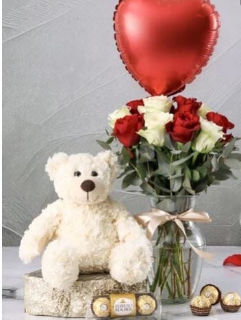 Romantic Teddy Rose Arrangement