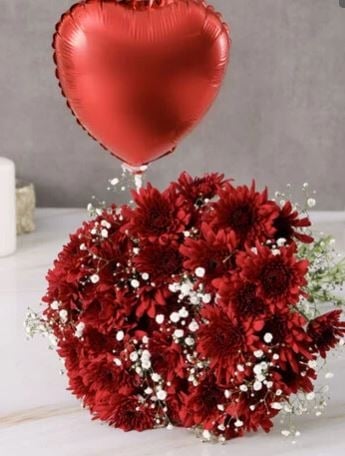 Ready For Romance Blooms And Balloon