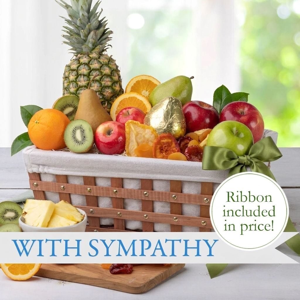 Thoughtful Sympathy Fruit Basket with Sympathy Ribbon