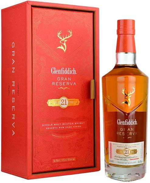 Glenfiddich 21 Year Old Reserva Rum Cask Finish Single Malt Whisky 70cl + 2 FREE Glasses