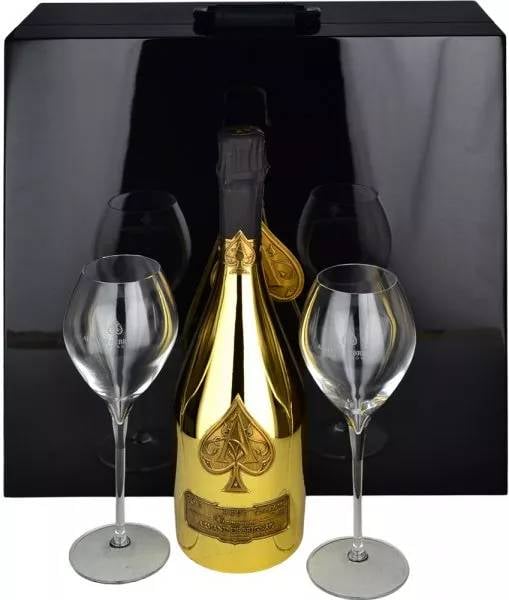 Armand de Brignac Gold NV Champagne 75cl & 2 Glasses 75cl in Black Box