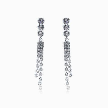 3Otail Silver Crystal Earrings - Crystal