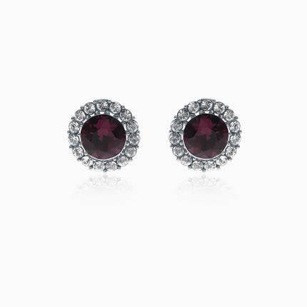 Crusted Rounds Silver Crystal Earrings