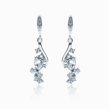 Dangling Twinklers Silver Crystal Earrings - Crystal
