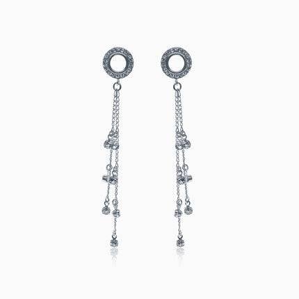 Ringtail Silver Crystal Earrings - Crystal