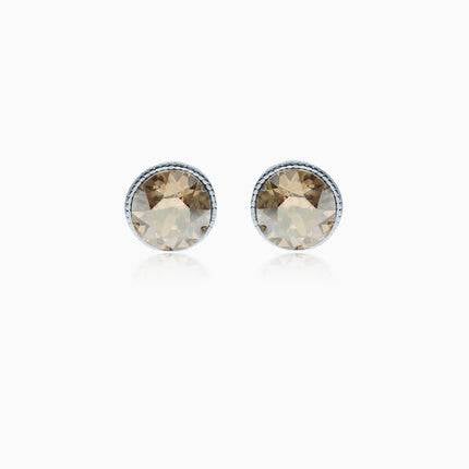 Rope Rounds S Silver Crystal Earrings