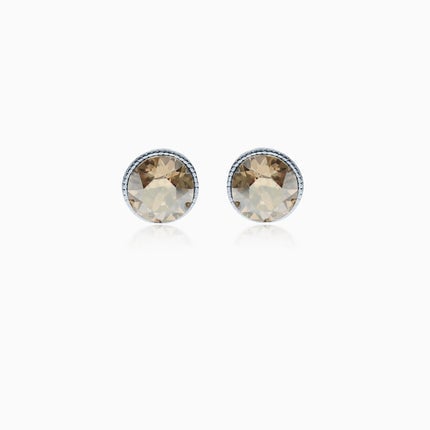 Rope Rounds XS Silver Crystal Earrings