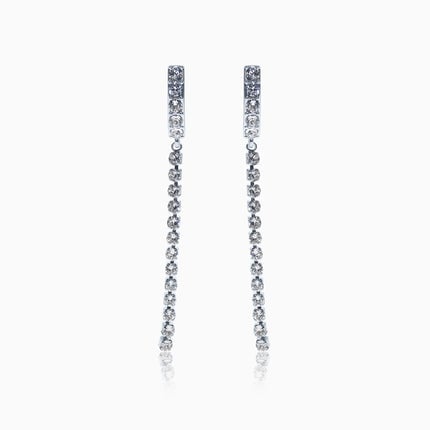Rocktail Silver Crystal Earrings - Crystal