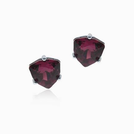 Stud Trilliants M Silver Crystal Earrings