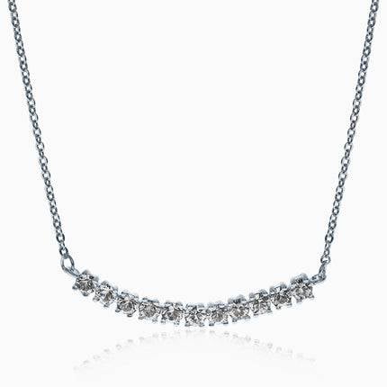 Bentbar Silver Crystal Necklace - Crystal