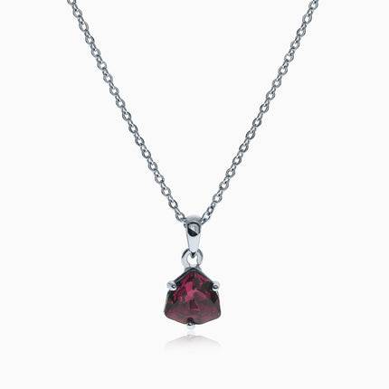Cased Trilliant M Silver Crystal Necklace