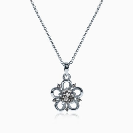Ornate Sak Silver Crystal Necklace