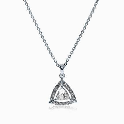Triangra Silver Crystal Necklace - Crystal
