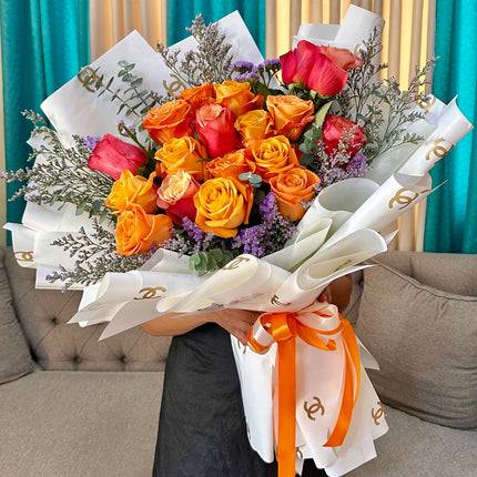 Orange Roses (18 stems yellow Ecuadorian roses)
