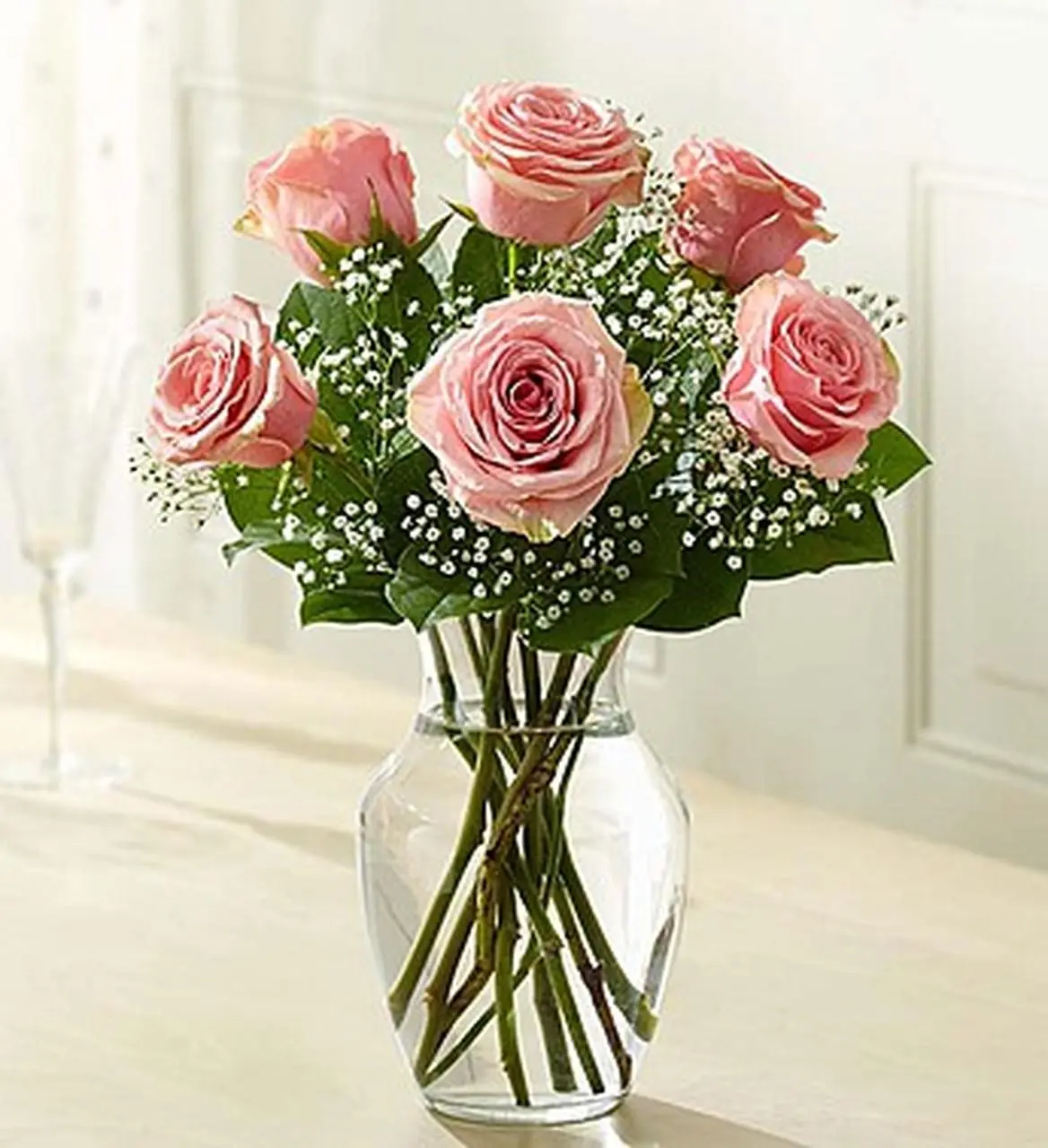 6 Pink Roses