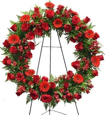 Red Rose and Gerbera Wreath